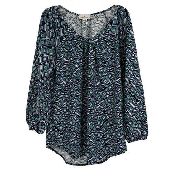 Jude Connally Blouse Top Womens Size XS Tunic Geometric Stretch 3/4 sleeves - Picture 1 of 10